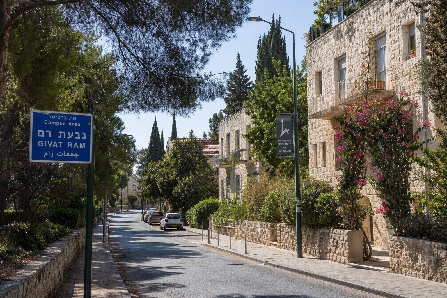 Quiet residential street near Givat Ram